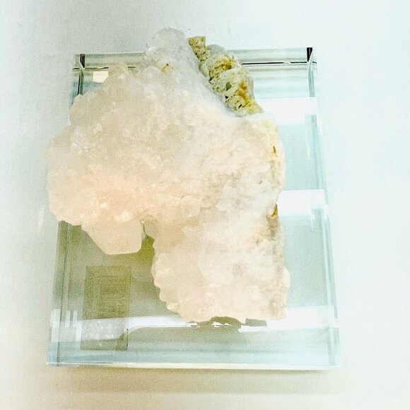 Natural Zeolite Quartz Crystal Geode On Glass Base Display 3.5"x2.5"X1.5" - Picture 9 of 16